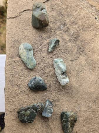 Raw Polished Jade Arrowheads and Stone Pieces